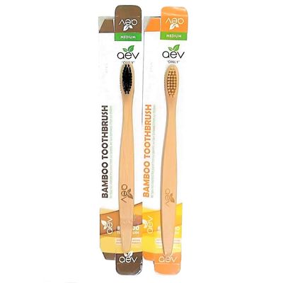 AEV Eco friendly bamboo tooth brush with Nylon bristles combo pack of two brushes