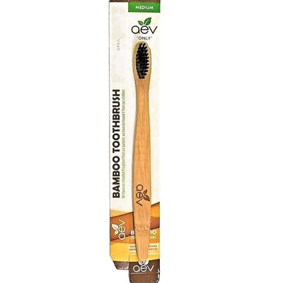 Adult Aev Earth Eco Friendly Bamboo Manual Toothbrush With Charcoal Infused Biodegradable Bristles