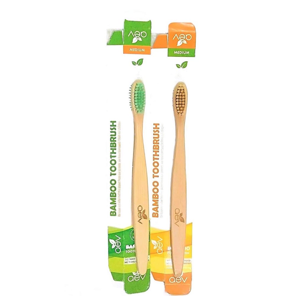 AEV Eco friendly bamboo tooth brush with Nylon bristles combo pack of two brushes