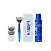 Harry's Razors for Men - Shaving Kit for Men includes a Mens Razor Handle, 3 Razor Blade Refills, Travel Blade Cover, and 4 Oz Shave Gel (Ocean Blue) view 1