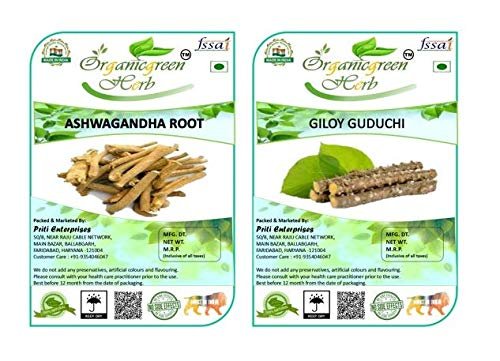 Organicgreen Herb - 800 gms Ashwagandha Withania Somnifera & Giloy Guduchi Amrutha Valli Tinospora Cordifolia Dry (400gm x 2)