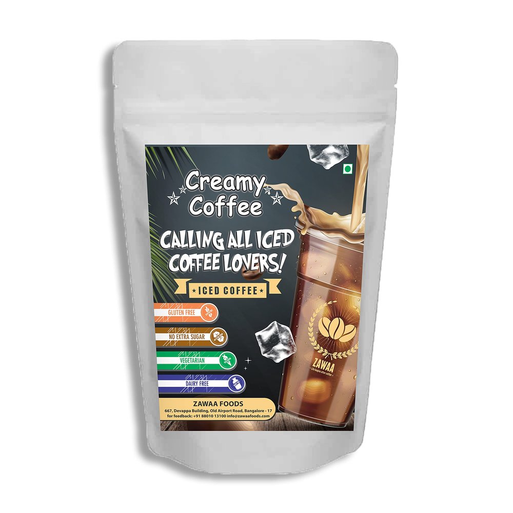 Zawaa Foods - Creamy Coffee | Frothy Cold Or Creamy Hot In An Instant, Caf-Style | Lactose Free | Gluten Free | Iced Coffee 250g
