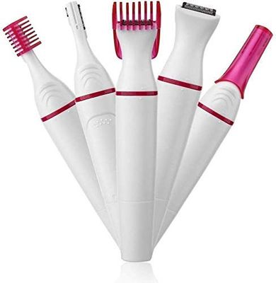 Fashion Hub Upper Lip, Chin, Eyebrow Trimmer Shaver sensitive touch Painless bikini line, underarm, Face Hair Remover elecrtical Machine clipper for Women multi funcational 5 in 1