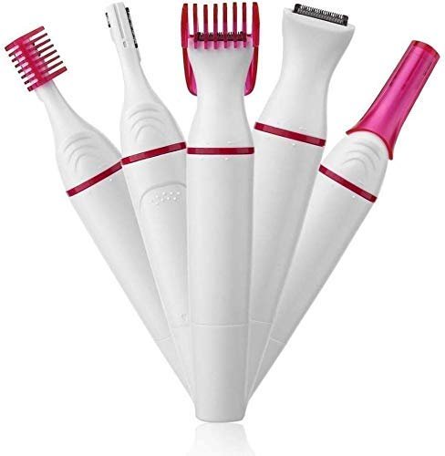 Fashion Hub Upper Lip, Chin, Eyebrow Trimmer Shaver sensitive touch Painless bikini line, underarm, Face Hair Remover elecrtical Machine clipper for Women multi funcational 5 in 1