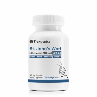 Trexgenics St. JOHNS WORT 500mg Standardized (0.3% Hypericin) Stress, Mood, Mental health support (60 Vcaps) (3)