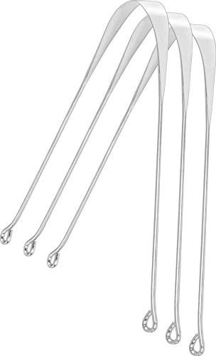 NCO Medical Grade Stainless Steel Tongue cleaner, Professional Eliminate Bad Breath, Help Your Oral Hygiene: 3 Pcs