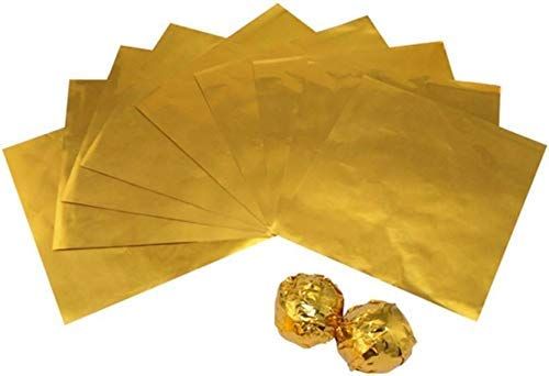 Amit Marketing Chocolate Wrapping Paper I Aluminium Embossed Foil I for DIY Sweets Candies Chocolate Candy Wrappers I Birthday Wedding Shower Party Decor Items ? Pack of 100 Pcs (Gold)