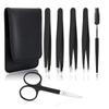 6PCS Professional Eyebrow Tweezers Set for Women and Men, Premium Stainless Steel Tweezer Kit, Best Tweezers Precision for Ingrown Hair, Facial Hair, Eyebrows Plucking view 1