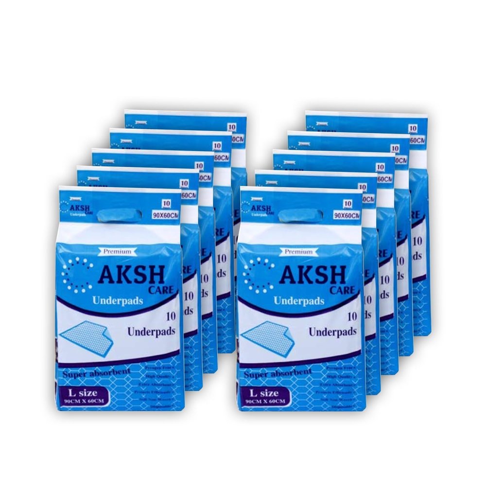 Aksh Nobility Disposable Premium Underpads, Large 60 X 90 cm, Super Absorbent Polymer & Soft Surface for Baby & Adults (Pack of 10 pcs) 100 pc in Total