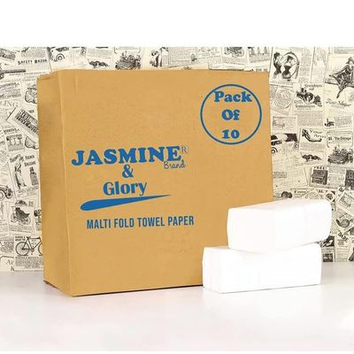 JASMINE & GLORY Multifold Paper Hand Towels (M Fold), 10 Packs (1,500 Sheets Total, 150 Pulls/Pack) | Absorbent, Hygienic & Bulk Hand Towels for Home, Office & Commercial Use