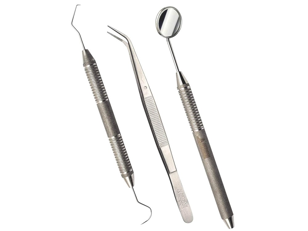ARTMAN INSTRUMENTS Dental Examination Set Mirror Probe Tweezers with Slip Resistant Surface | Dental Tools Dental Pick Oral Care Kit & Pet Oral Care Use | Stainless Steel Dental Hygiene Kit Set