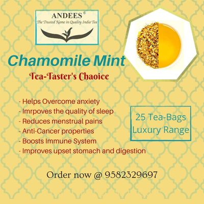 ANDEES Chamomile Mint Infusion (Tisane), 25 X 2g, Sleep and Beauty Beverage, Relief from anxiety, Stronger digestion & metabolism, Caffeine Free / 100% Natural / Calming & Delicate