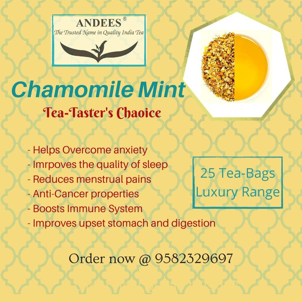 ANDEES Chamomile Mint Infusion (Tisane), 25 X 2g, Sleep and Beauty Beverage, Relief from anxiety, Stronger digestion & metabolism, Caffeine Free / 100% Natural / Calming & Delicate