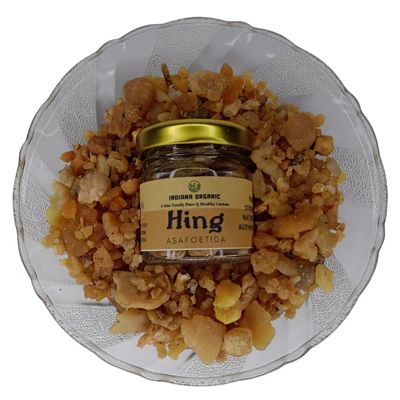 INDIANA ORGANIC Hing 23 G Whole Sabut | Asafoetida Resin Crystal Whole Hing | Natural Raw Pure Gluten Free Hing, 23 Gram, Vegetable Masala