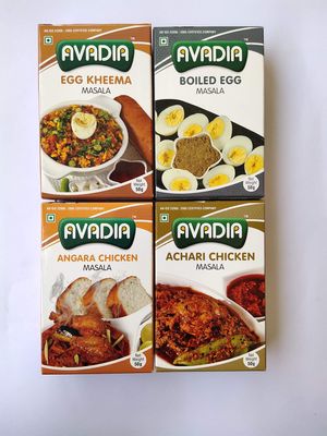 Avadia nonveg Combo(Egg kheema Masala, Boiled Egg, Angara Masala, Achari Chicken Masala)-50gm