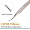 Beaditive High Precision Curved Tip Tweezers 3 Pack - 4.5" Craft Tweezers for Sewing, Beading & DIY Crafts - Non-Serrated Jewelry Tweezer Set with Fine Curved Tips - Stainless Steel Hobby Tweezers view 4
