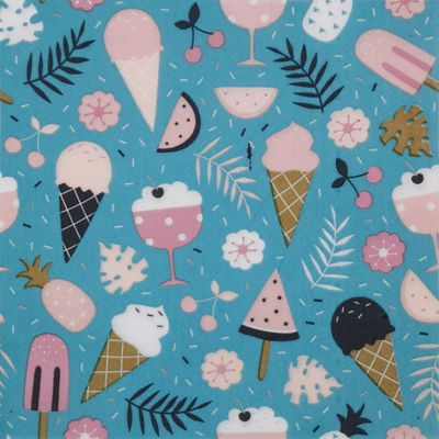 Colored Paper Napkins, 20 Count Shabby Chic Napkins for Wedding, Dinner Tea Party Shower Cocktail Napkins (Ice Cream)