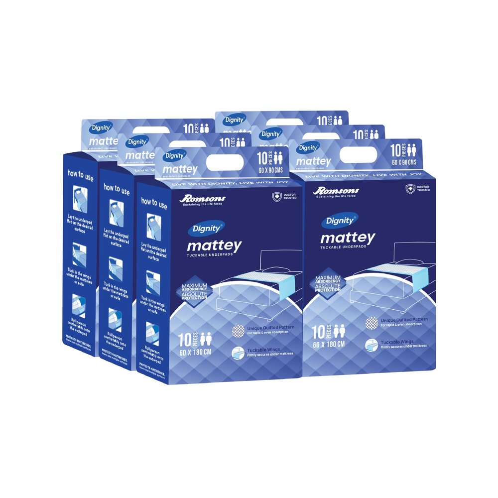 Dignity Mattey Disposable Tuckable Underpads for Adults, 60x180 cm (60 Pieces)