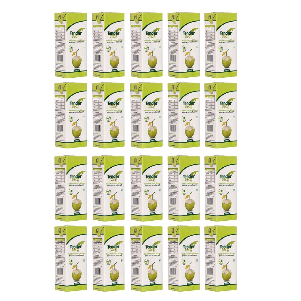 Tender COCO 100% Natural Tender Coconut Water, Tetra Pack 200ml (Pack of 20)