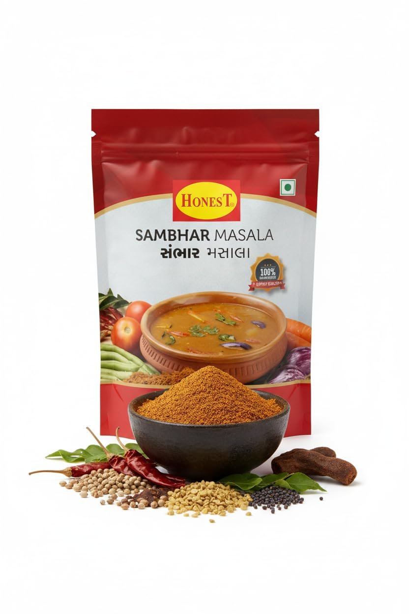 Honest Sambhar Masala- 100gm, Indian Spices & Masala | Blended Spice for Authentic Taste, No Added Colour | Vegetarian- 100g