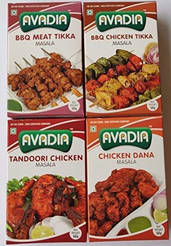 Avadia Non Veg Combo(BBQ Meat Tikka Masala, BBQ Chicken Tikka Masala, Tandoori Chicken Masala, Chicken Dana)-50gm