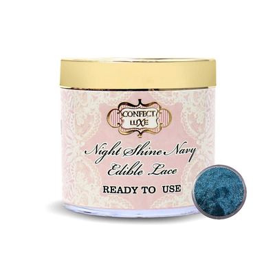 Confect Edible Cake Lace Mix | Metallic NightShine Navy Edible Lace Powder for Cake Decoration | Shimmering & Flexible Fondant Lace for Wedding & Designer Cakes  100g