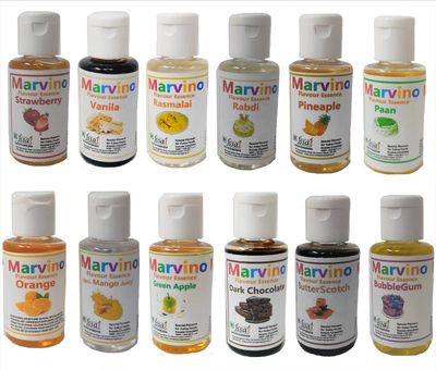 Marvino 12 Best Food Flavours Essence For Cakes Whipcream Fondant Sweets Ice-Creams Falooda Chocolates, Liquid, 1 Count