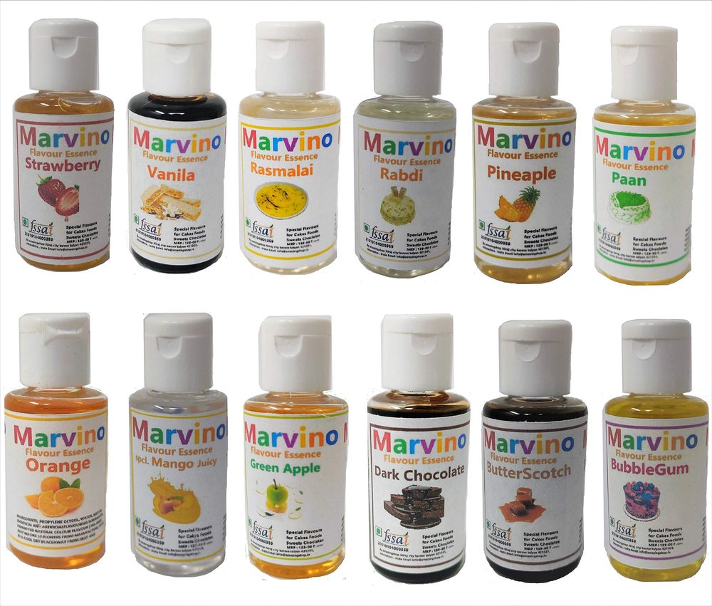 Marvino 12 Best Food Flavours Essence For Cakes Whipcream Fondant Sweets Ice-Creams Falooda Chocolates, Liquid, 1 Count