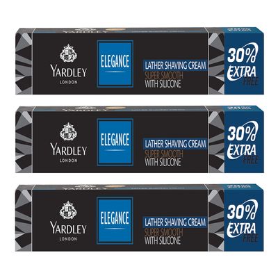 Yardley London Elegance Super Smooth Lather Shaving Cream With Silicone|Daily Beard Shaving Cream For Men|Pack Of 3 (91Gm Each)