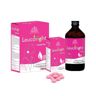MAPL Leucoright Syrup & Tablets for Women  400ML Syrup + 80 Tablets | Ayurvedic Health Supplement | Supports Menstrual Health, Hormonal Balance & General Wellbeing.