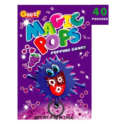 Gee.ef Magic Pops Popping Candy, Grape Flavor, 5 G X 40 Pouches, 200 Gram