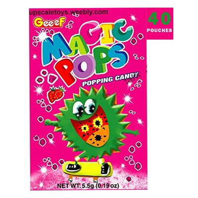 Gee.ef Magic Pops Popping Candy, Strawberry Flavor, 5 g x 40 Pouches, 200 g