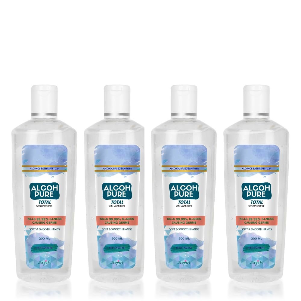 ALCOHPURE Total Hand Rub Spray, 80% Ethanol, WHO Recommended Formula, FDA Approved 200ml (Pack of 4)