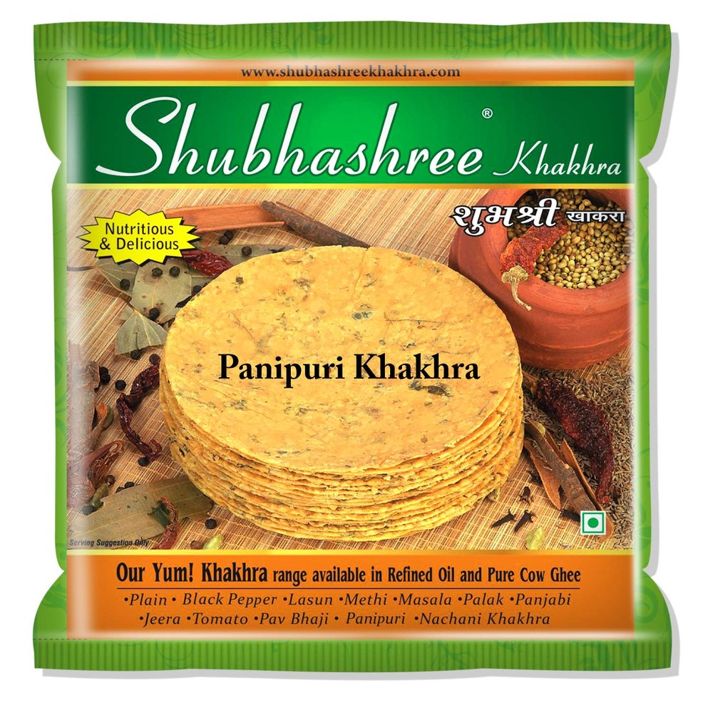 Shubhashree Whole Wheat Panipuri Khakhra (180g x 4 Pkts) | Made with Sunflower Oil