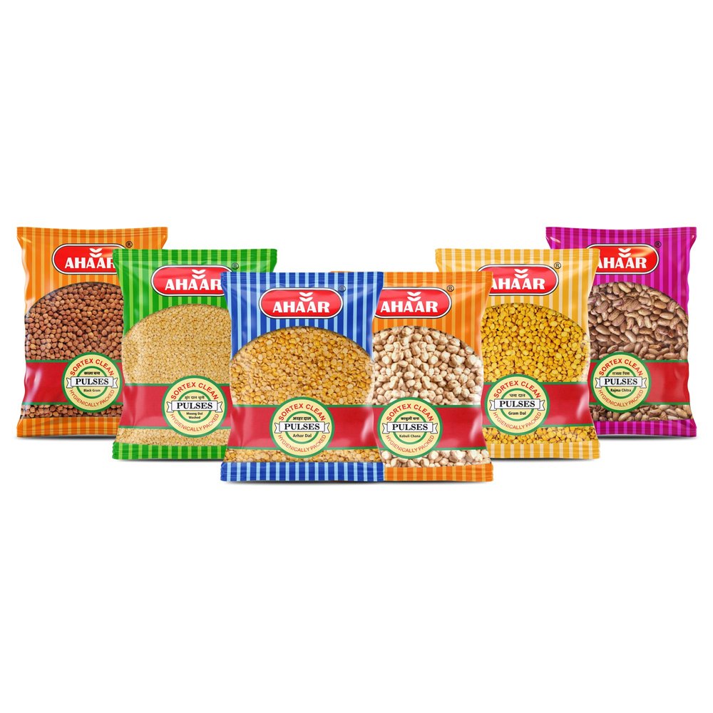 Ahaar Pulses Combo (5Kg)- Arhar Dal 1 Kg, Moong Wash 1Kg, Chana Dal 1Kg, Kabuli Chana 1 Kg, Rajma Chitra 500g, Black Gram 500g