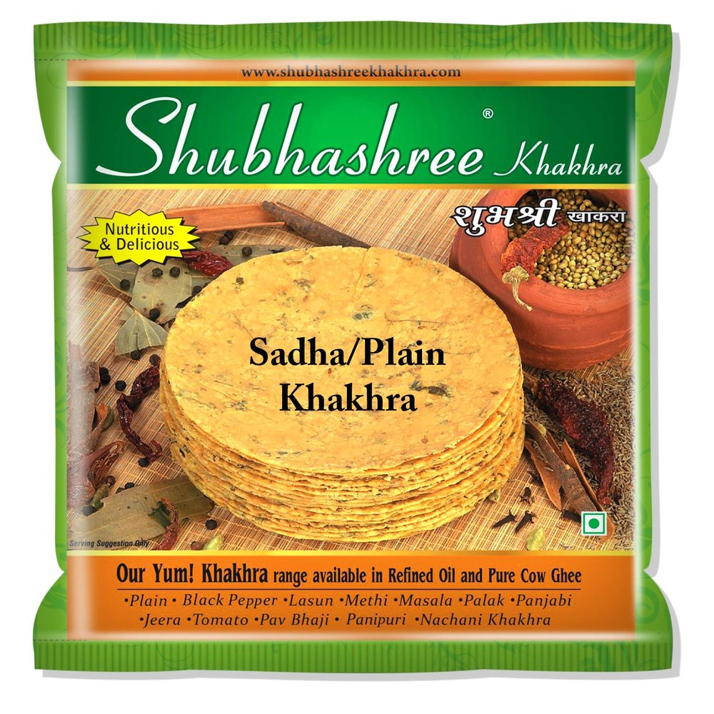 Shubhashree Whole Wheat Plain Khakhra (200g x 4 Pkts) | Made with Sunflower Oil