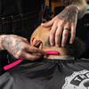 Barber Straight Razor - Stainless Steel Straight Edge Razor with 10 Derby Premium Blades (Pink) view 3