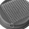 Stainless Steel Cast Iron Cleaner and Cast Iron Brush, SourceTon Stainless Steel Chainmail Scrubber and Bamboo Handle Brush for Skillet, Wok, Pot, Pan view 2