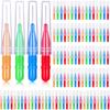 BBTO Kid 100 Pieces Interdental Manual Brush Toothpick Dental Tooth Flossing Head Oral Dental Hygiene Interdental Brush Dental Flosser Toothpick Cleaners Tool (Red, Blue, Light Green And Orange) view 1