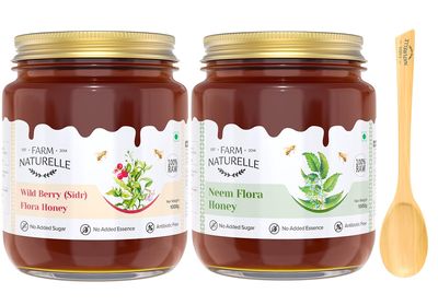 Farm Naturelle Raw Natural Honey 700g | Glass Bottle | 100% Pure Unprocessed & Natural Honey | Ayurvedic & Rich in Vitamins and Minerals | Helps Boost Immunity
