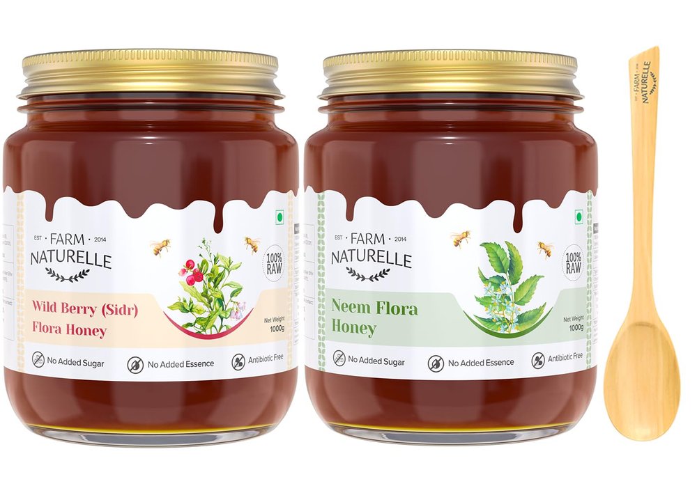 Farm Naturelle Raw Natural Honey 700g | Glass Bottle | 100% Pure Unprocessed & Natural Honey | Ayurvedic & Rich in Vitamins and Minerals | Helps Boost Immunity