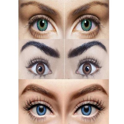Royal Galaxy Combo Pack of 3 Pairs of Monthly Color Contact Lenses Zero Power (Turquoise, Blue & Brown) with Free Lens Solution & Lens Container Kit