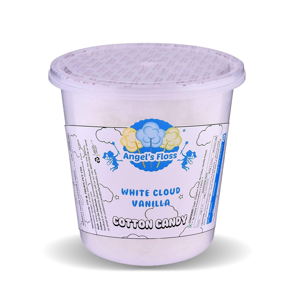 Angels Floss Cotton Candy's/Candy Floss/Buddhi Ke Baal (White Clouds(Vanilla), Pack of 4 Units)