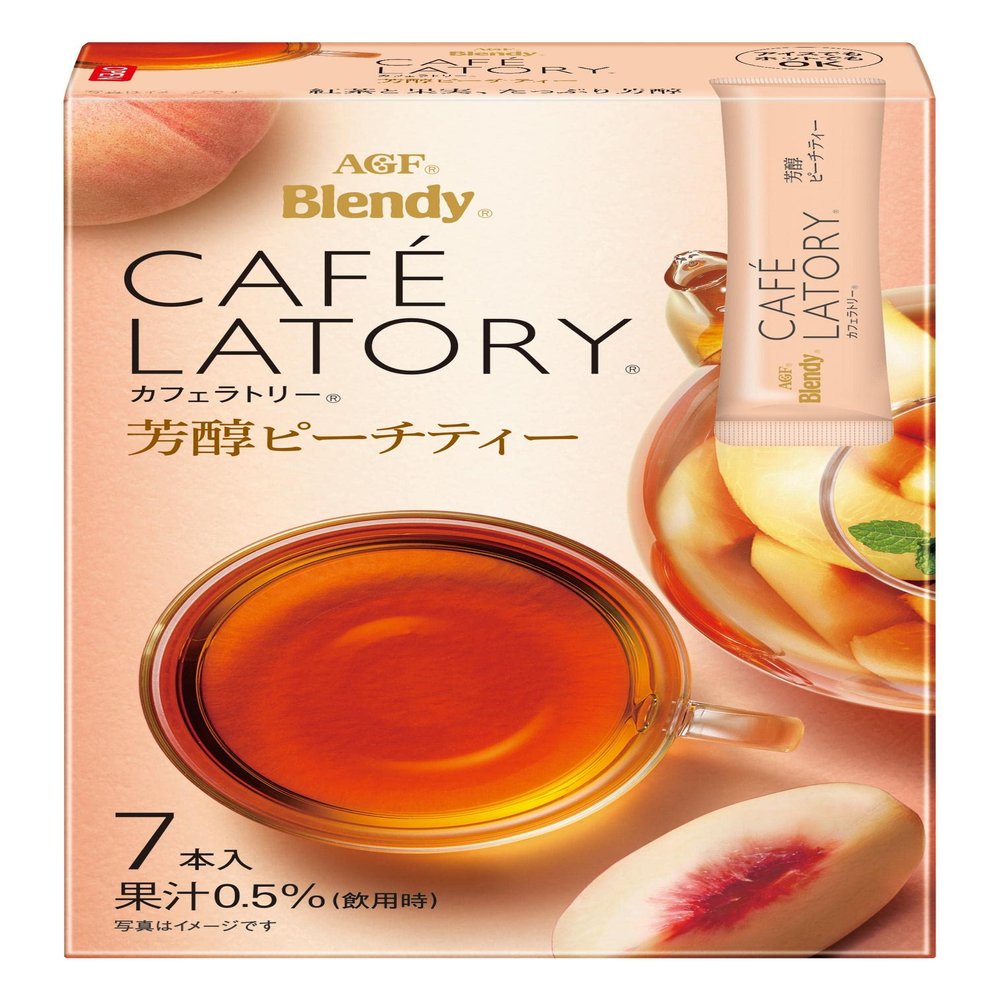 AGF Blendy Cafelatory Peach Tea Net Wt.1.60oz, 7 Sticks | Made in Japan