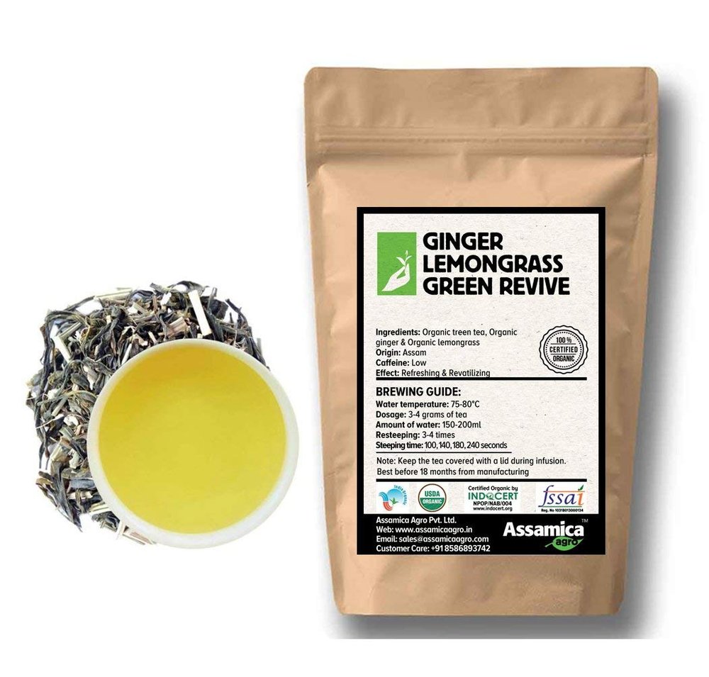 Assamica Agro Ginger Lemongrass Green Tea Leaves_50g