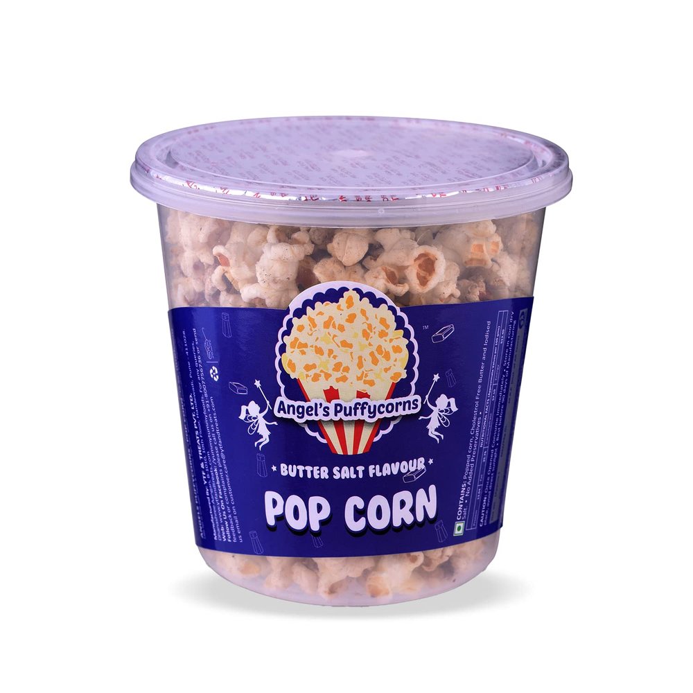 Angels Puffycorns Flavoured Ready to Eat Pop Corns - Butter Salt Flavour - Pack of 4 Units