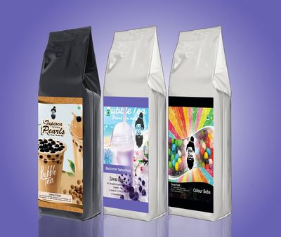 Zawaa Foods Assorted Bubble Tea Pearls  Black Currant, Color & Blackboba Tapioca, 500g Each | Popping Boba for Bubble Tea, Falooda, Ice Cream, Smoothies & More