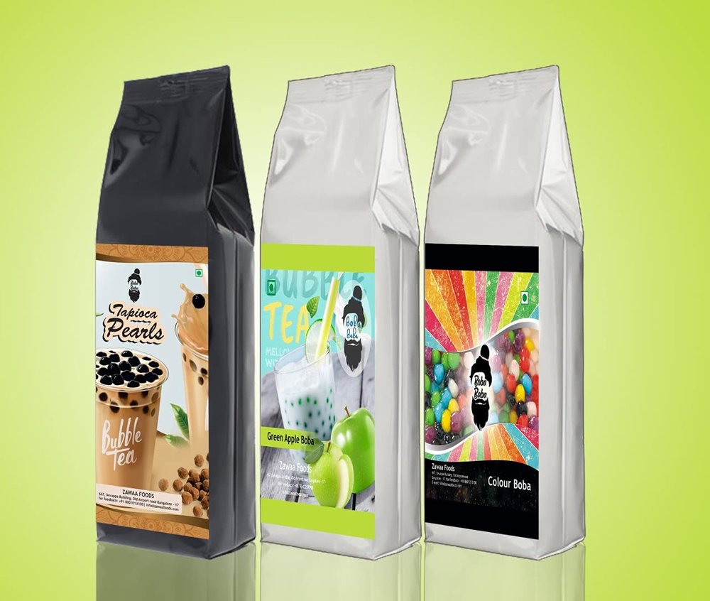 ZAWAA 500G Bubble Tea + 500G Green Apple Tapioca + Free 1 Boba Tapioca