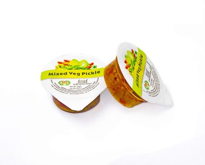 DELICASIA (SR's) MIXED VEG PICKLE 15 gm CHOTU PACK (PACK OF 48) BLISTER PACK. PORTION PACK. INDIAN FLAVOR. NO ARTIFICIAL COLOR AND FLAVORS. GLUTEN FREE. 77 YEARS OF TRUST