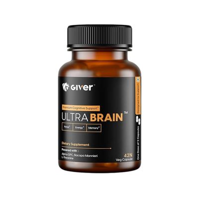 Giver Nutrition Ultra Brain Nootropic Brain Supplement - Alpha GPC, Bacopa Monnieri, L-Theanine, Phosphatidylserine - Pack of 42 Veg Capsules, 60 grams
